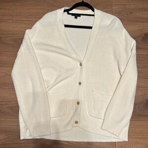J. Crew Cream Cotton/Cashmere relaxed cardigan sweater L